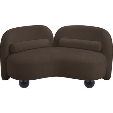 Daphne Chenille Fabric Loveseat In Natural Brown and Black