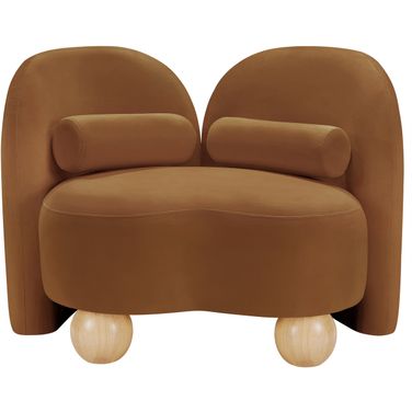 Daphne Velvet Chair In Saddle and Natural