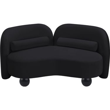 Daphne Velvet Loveseat In Black and Natural