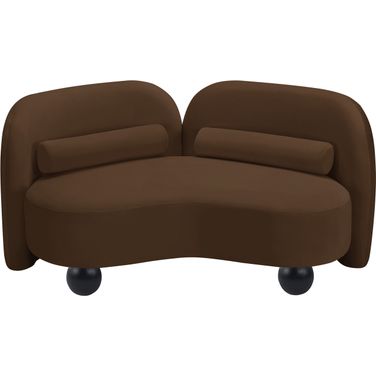 Daphne Velvet Loveseat In Natural Brown and Black
