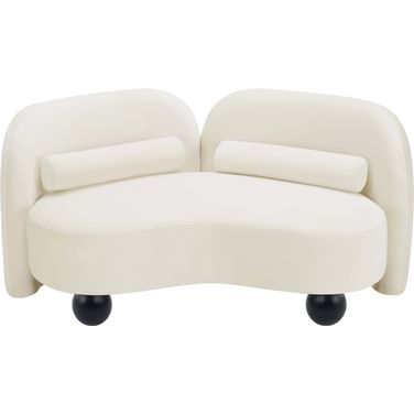 Daphne Velvet Loveseat In Natural and Cream and Black