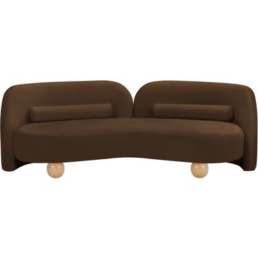 Daphne Velvet Sofa In Natural Brown and Black