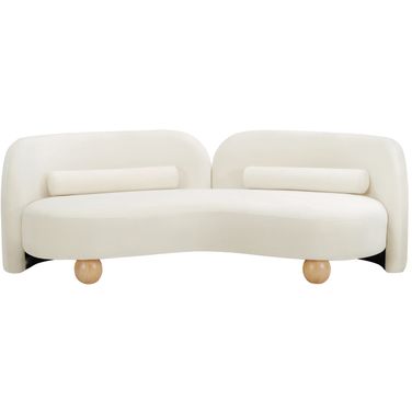 Daphne Velvet Sofa In Natural and Cream and Black