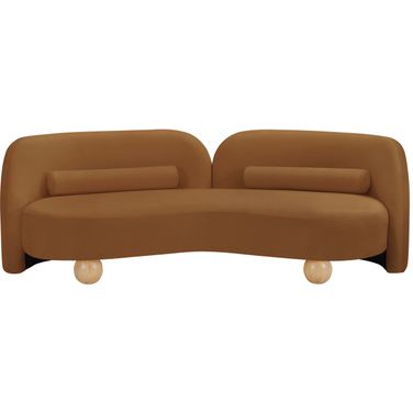 Daphne Velvet Sofa In Saddle and Natural
