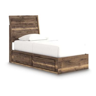 Darcalli Twin Panel Bed with Storage In Brown
