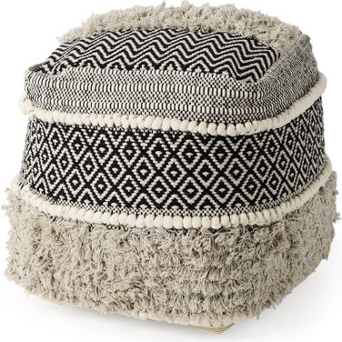 Darika Cotton Pouf In Black,White and Gray
