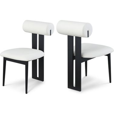 Dario Vegan Leather Dining Chair Set of 2 In Cream/Matte Black