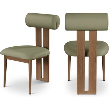 Dario Vegan Leather Dining Chair Set of 2 In Green