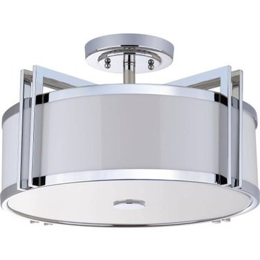 Dark Chrome Gray 3 Light Chrome 17 Inch Diameter Semi Flush Light