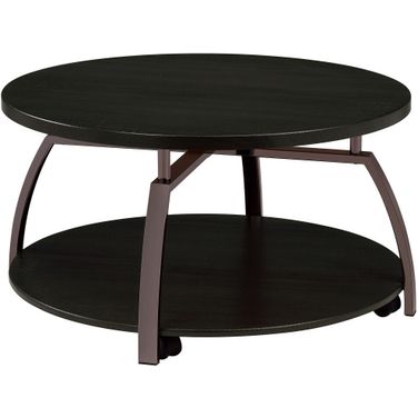 Dacre Round Coffee Table Dark Grey and Black Nickel