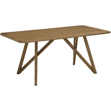 Darla 70 Inch Rectangular Geometric Cross Base Dining Table In Walnut