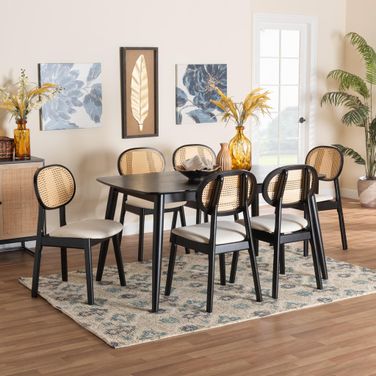 Darrion Wood 7 Piece Dining Set In Cream and Black