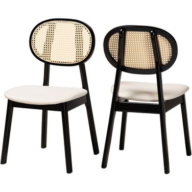 Darrion Wood Dining Chair Set of 2 In Cream and Black