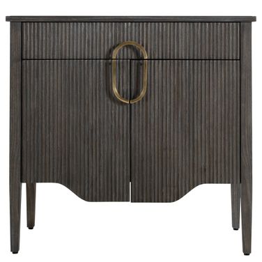 Darrius Nightstand In Cerused Ash and Brass