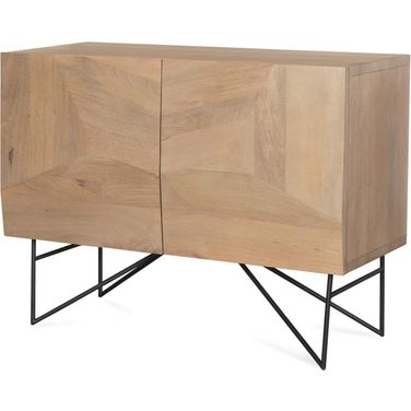 Darwin Wooden 2 Door with 2 Shelves Accent Cabinet In Light Brown