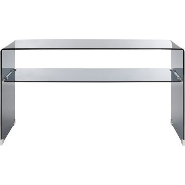 Dash Tempered Glass 1 Shelf Console Table in Grey