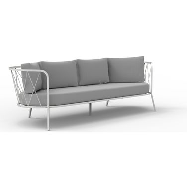Dasy Sofa In Matt White with Grey Cushions