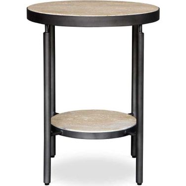 Dauntless Travertine Side Table In Yellow