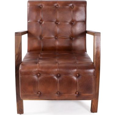 Davenport Tufted Leather Chair In Bourbon Brown