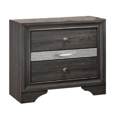 David Bedroom Nightstand with 1 Jewelry Drawer In Gray and Silver
