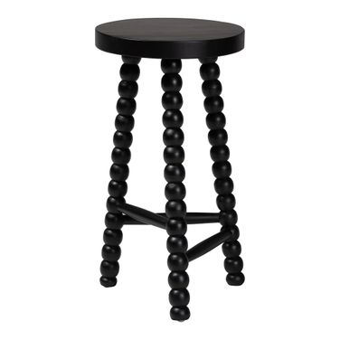 David Sculptural Backless Acacia Wood Bobbin Counter Stool In Black