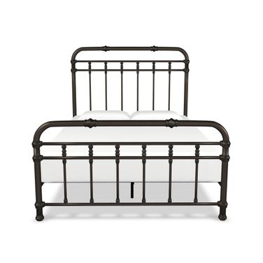 Davina King Complete Bed with Metal Profile and Platform Wood Slats In Weathered Bronze