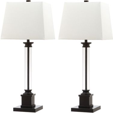 Davis Black and Clear 30.5 Inch Table Lamp with White Shade Set of 2
