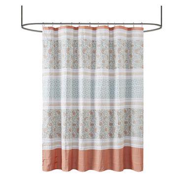 Dawn Cotton Shower Curtain In Coral
