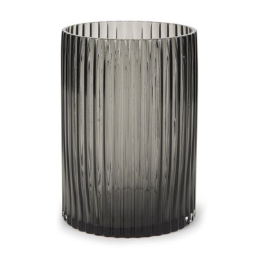 Dawn Glass Short Vase In Smokey Black
