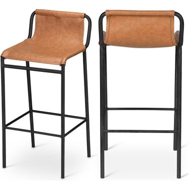Dax Vegan Leather Counter Stool In Cognac