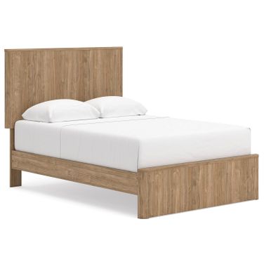 Dayella Full Panel Platform Bed In Warm Natural Brown