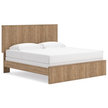 Dayella King Panel Bed In Warm Natural Brown