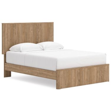 Dayella Queen Panel Platform Bed In Warm Natural Brown