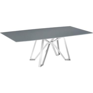 Dcota Dining Table With Brushed Stainless Steel Base and Gray Top