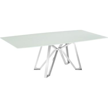 Dcota Dining Table With Brushed Stainless Steel Base and Rectangular White Top