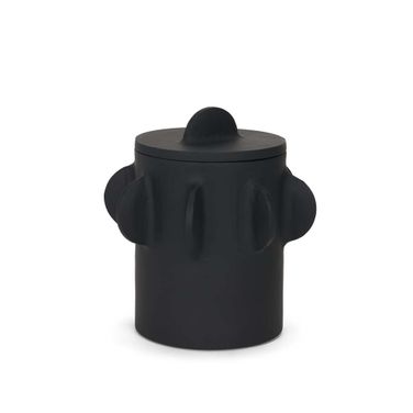 Deacon Small Canister with Sculptural Handles In Matte Black