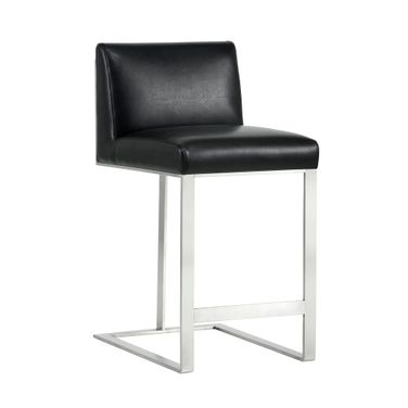 Dean Counter Stool In Stainless Steel and Cantina Black