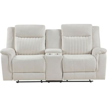 Dean Double Reclining Loveseat with Center Console In Beige