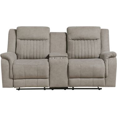 Dean Double Reclining Loveseat with Center Console In Dove