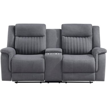 Dean Double Reclining Loveseat with Center Console In Gray