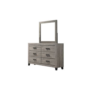Dean MDF Solid Wood Dresser with Mirror in Light Gray