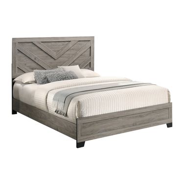 Dean MDF Solid Wood Full Panel Bed in Light Gray