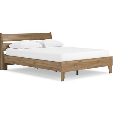 Deanlow Queen Platform Panel Bed In Honey