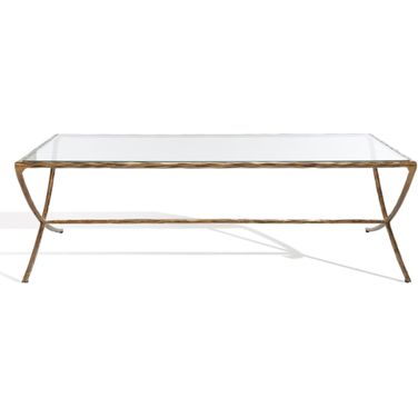 Debbie Rectangle Metal Coffee Table In Brass