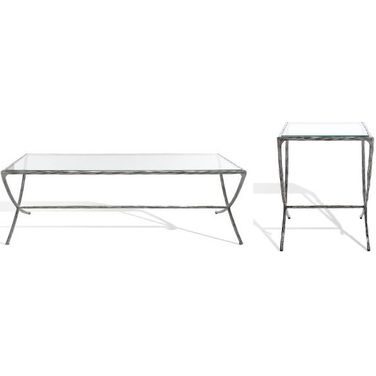 Debbie Rectangle Metal Occasional Table Set In Silver