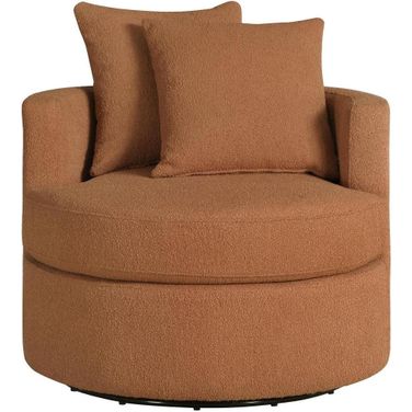 Debbie Upholstered Swivel Accent Chair In Burnt Orange