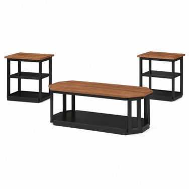 Decker 3 Piece Occasional Table Set In Black and Brown