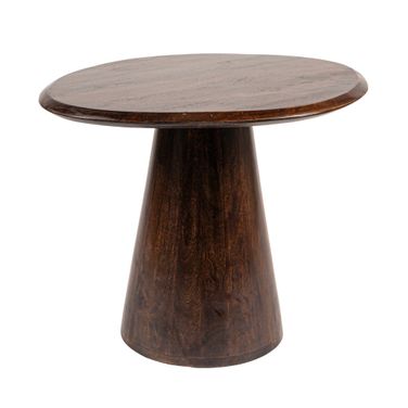 Declan 16.5 Inch Asymmetrical Organic-Shaped Mango Wood Accent Table with Conical Base In Walnut