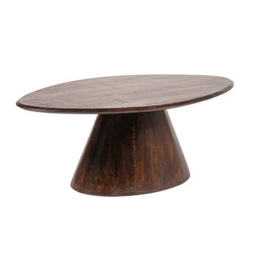 Declan Asymmetrical Organic-Shaped Mango Wood Coffee Table with Conical Base In Walnut