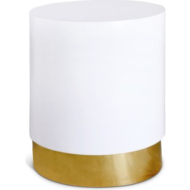 Deco End Table In White and Gold